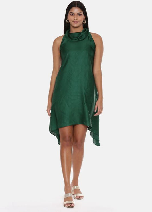 Green Cowl Neck Designer Dress-AS0603