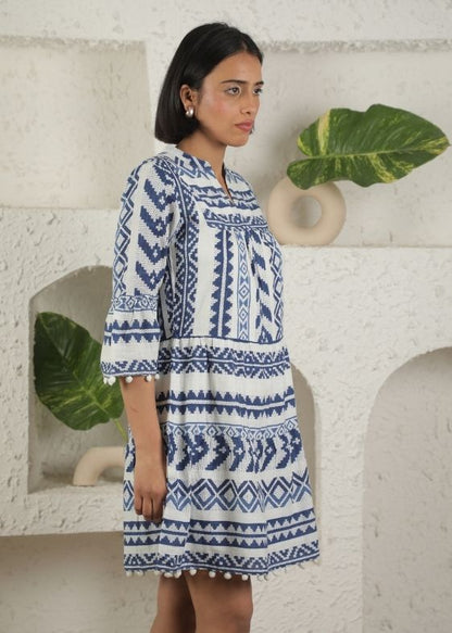 Blue Ikat cotton dress