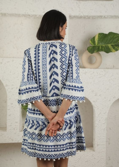 Blue Ikat cotton dress