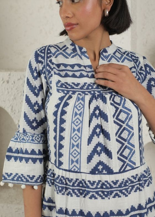 Blue Ikat cotton dress