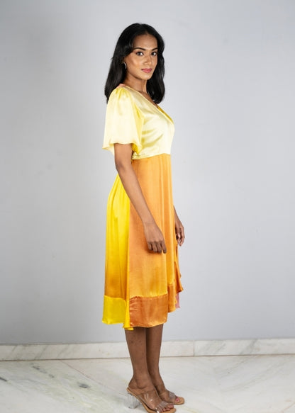 Yellow Shaded Modal Silk Dress