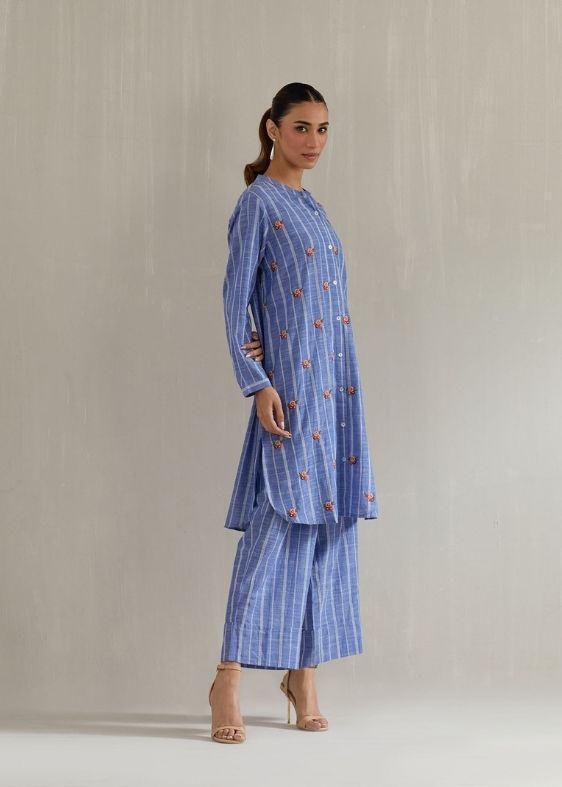 Blue stripes cotton tunic