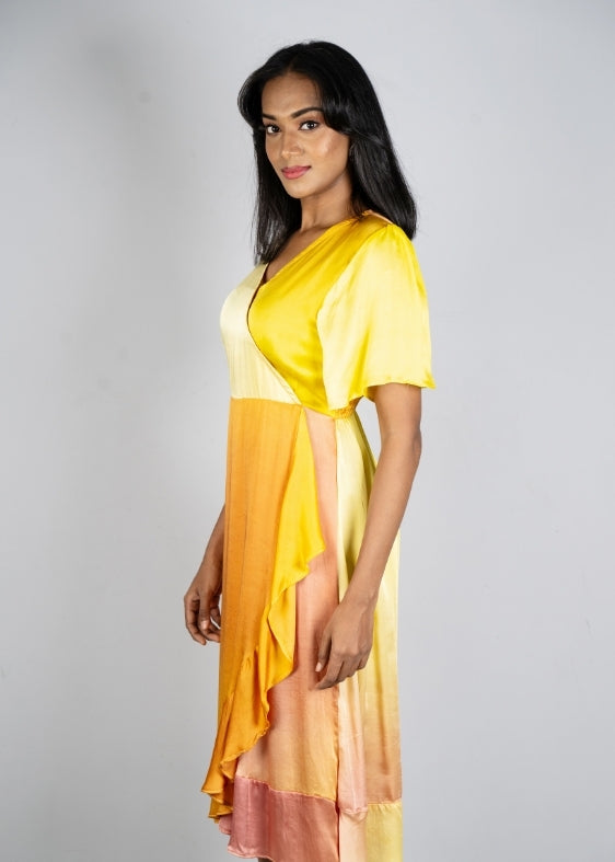 Yellow Shaded Modal Silk Dress