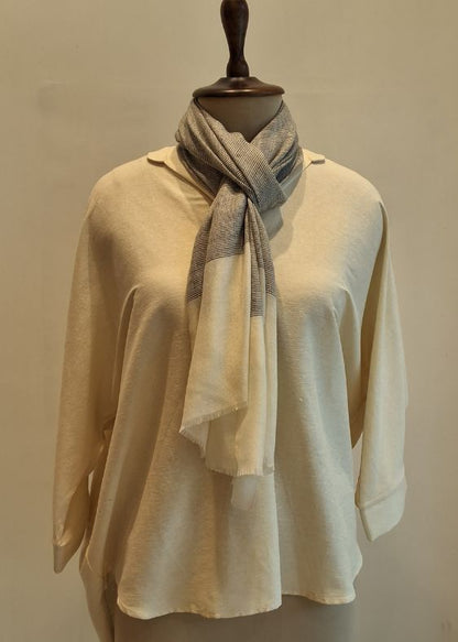 Grey and Off- White Cashmersilk Stole