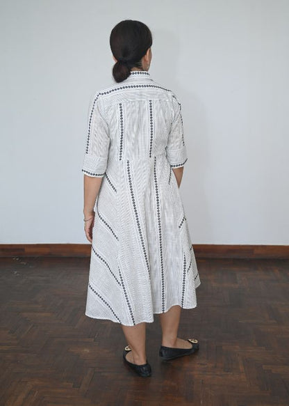 White and black Ikat dress