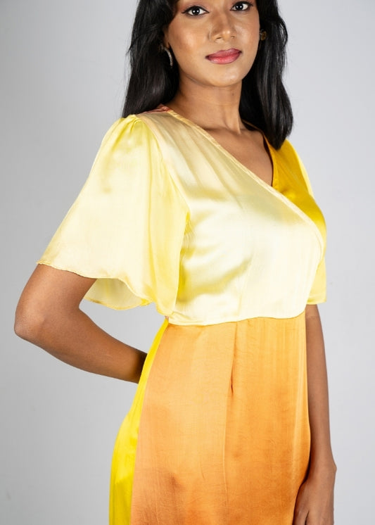 Yellow Shaded Modal Silk Dress