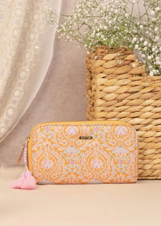 Nyra Embroidered Wallet Mustard - AM-ZW-0824-0003