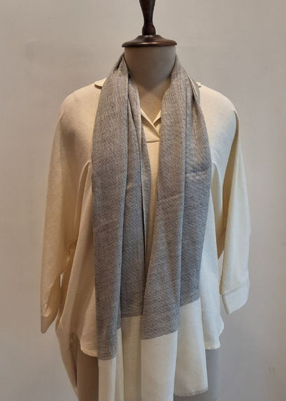 Grey and Off- White Cashmersilk Stole