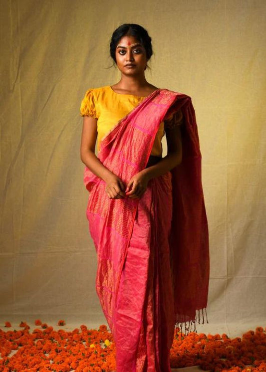 Red Rekha woven striped saree