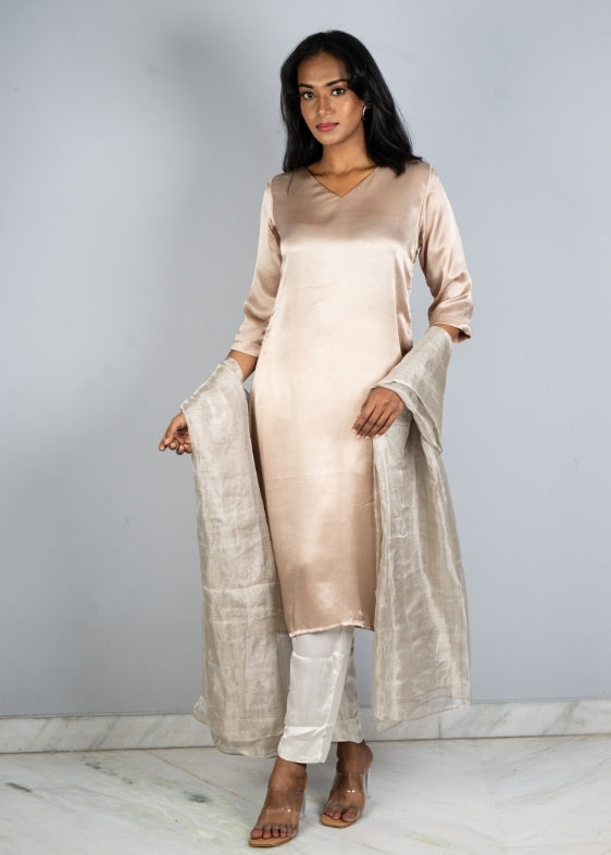 Beige Modal Silk Dress