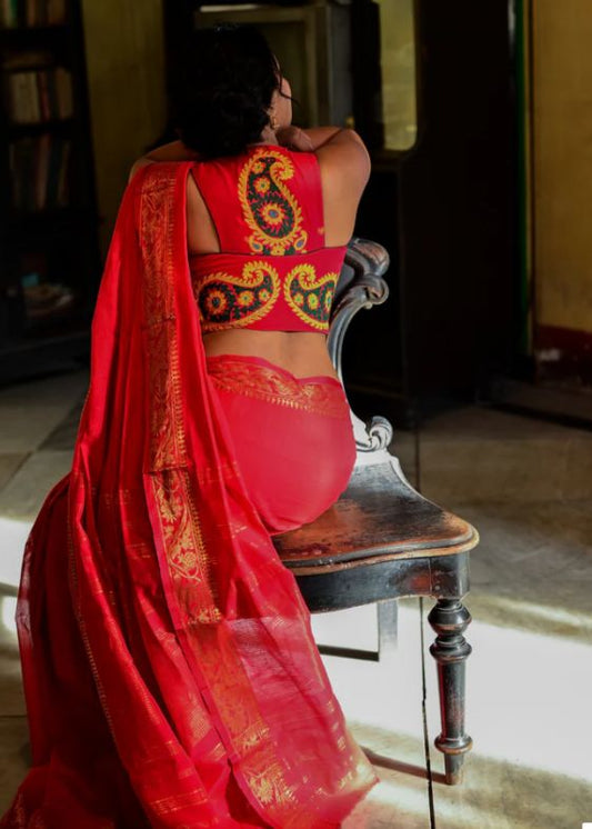 Red Arosh Saree