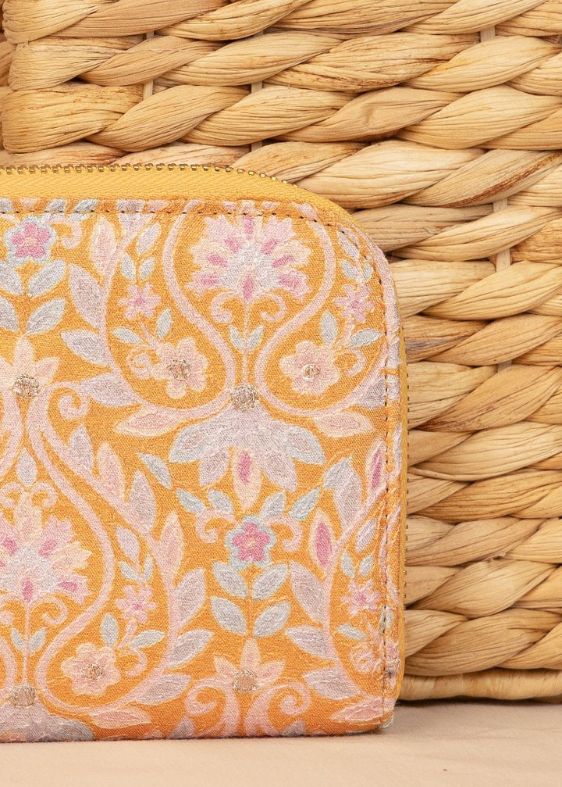 Nyra Embroidered Wallet Mustard - AM-ZW-0824-0003