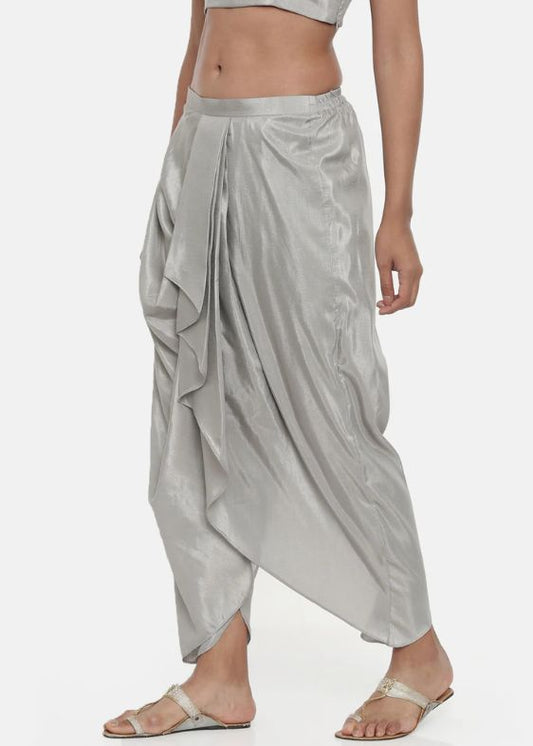 Silver Grey Silk Dhoti Pant-ASDP025