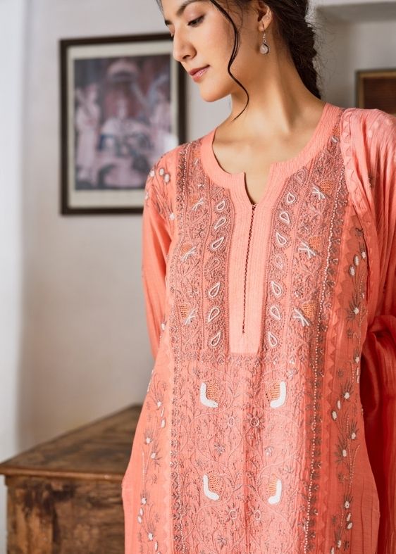 Orange Chanderi Suit