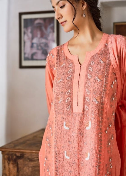 Orange Chanderi Suit