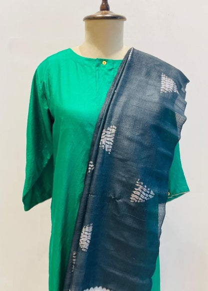 Black Tussar Shibori Dupatta