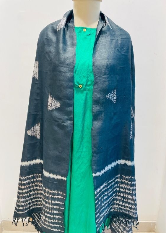 Black Tussar Shibori Dupatta