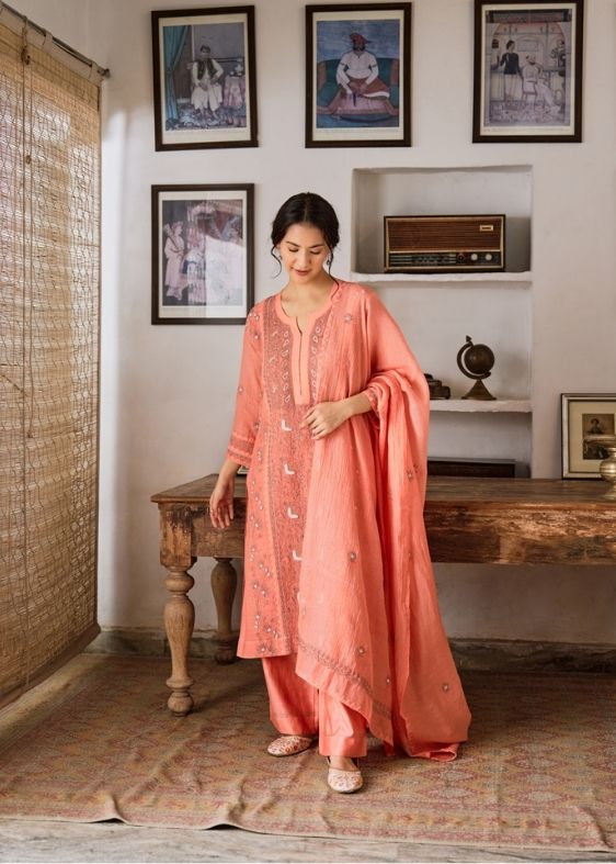 Orange Chanderi Suit