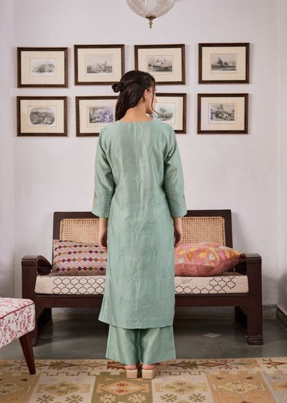 Green Chanderi Suit