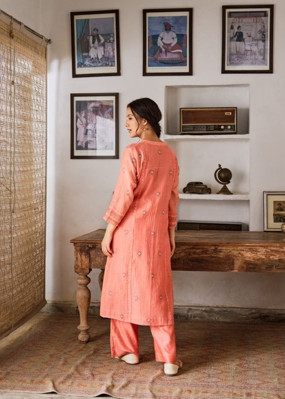 Orange Chanderi Suit