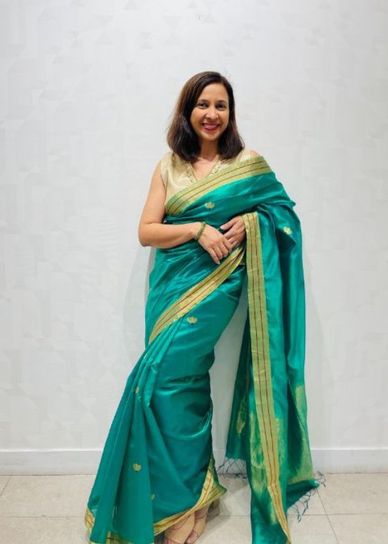 Green silk chanderi saree