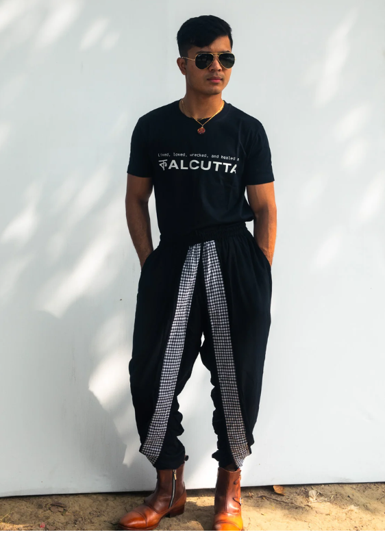 Black / Black Dual Dhoti Pants