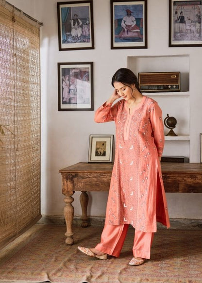 Orange Chanderi Suit