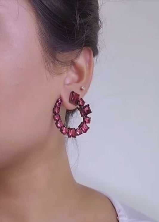 Pink Loop Stone Earrings