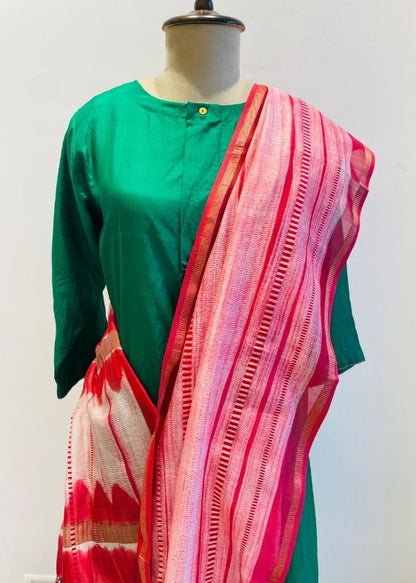 Pink Maheswari Shibori Dupatta