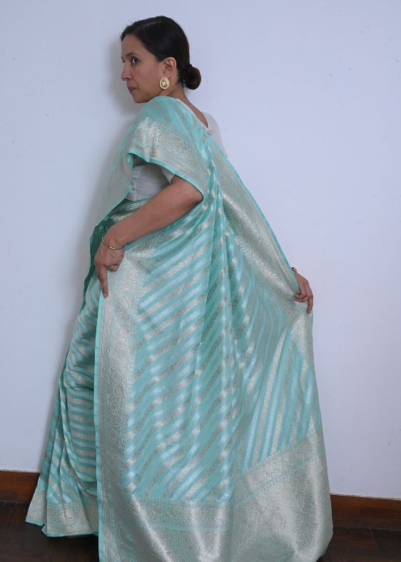 Blue Silk Banarasi Saree