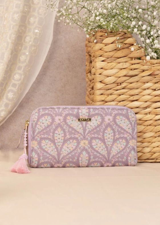 Nyra Embroidered Wallet Violet- AM-ZW-0824-0001