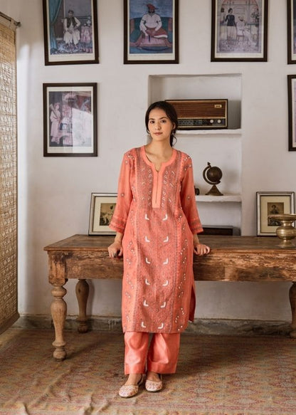 Orange Chanderi Suit