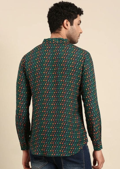 Teal Printed Muslin Shirt - MM0872