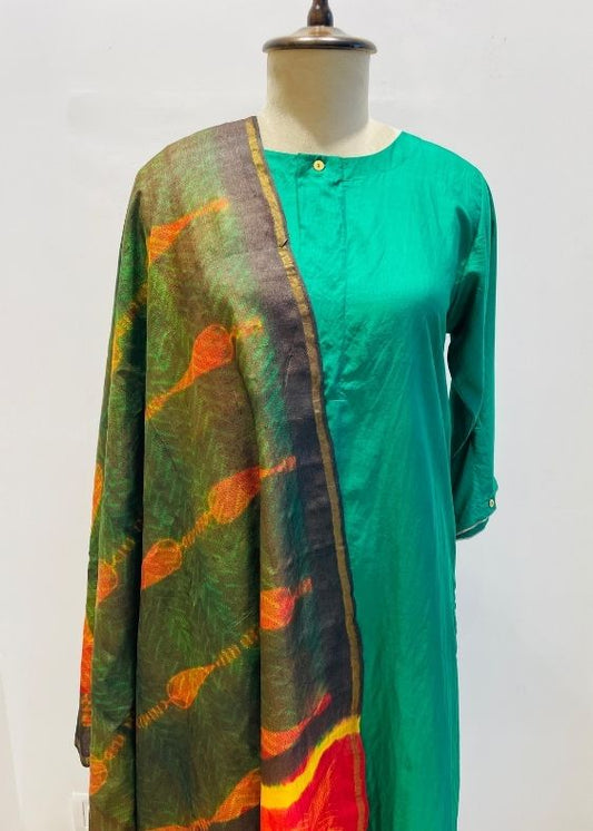 Orange and Green Tussar Dupatta