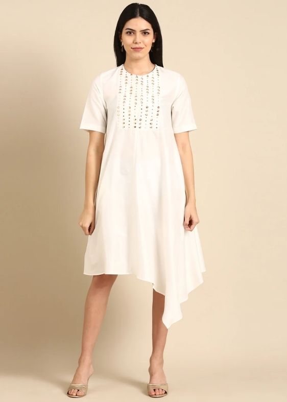 Ivory Cotton Dress-AS0677