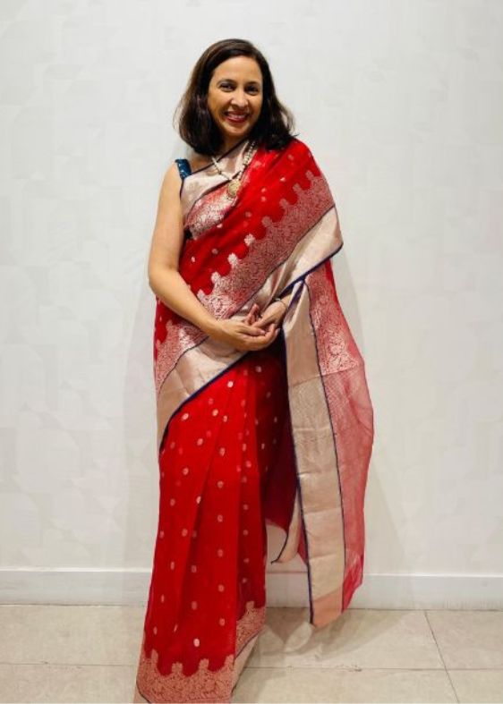 Red Silk chanderi saree