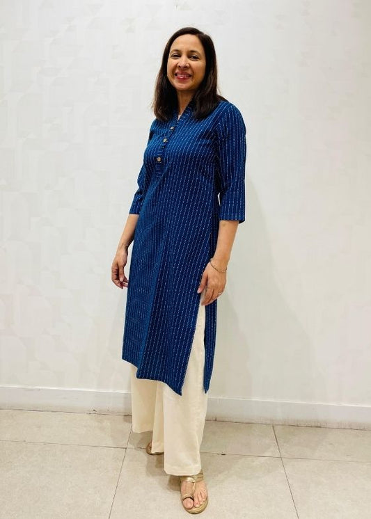 Blue and white Dots Long Kurta