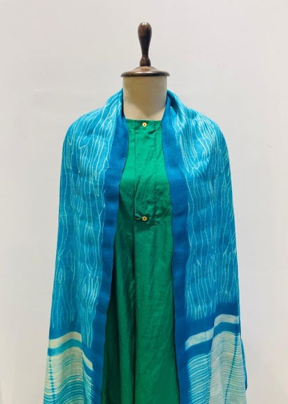 Blue Tussar Shibori Dupatta