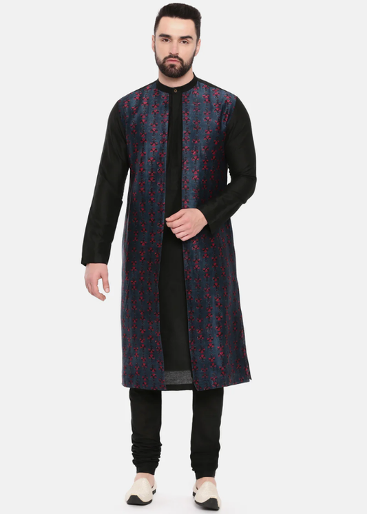 Black Blue Printed Kurta Set