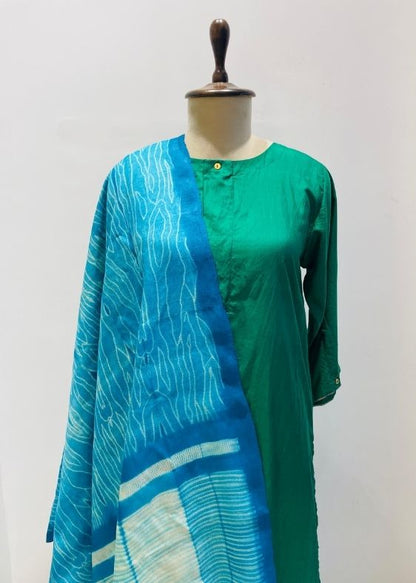 Blue Tussar Shibori Dupatta