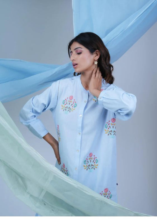 Blue Embroidery Kurta-SS 2445