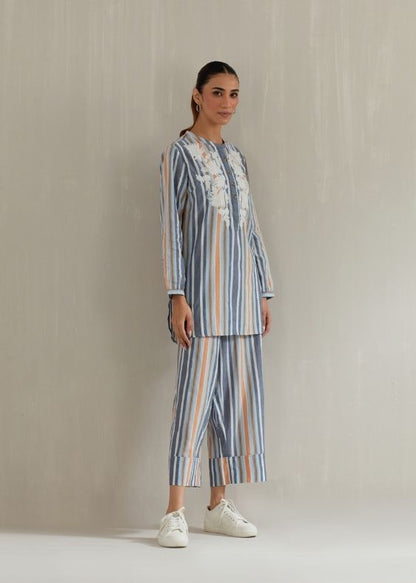 Multicolor stripes cotton blouse