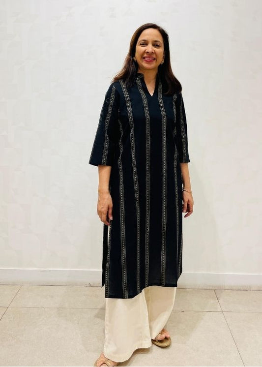 Blue Black dots Long Kurta