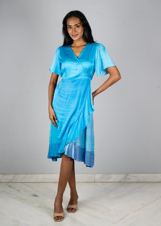 Blue shaded Modal Silk Dress