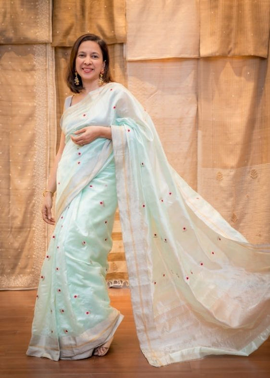 Green Silk Chanderi saree