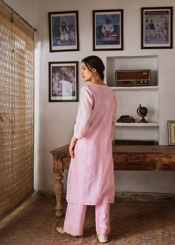 Pink Chanderi Suit