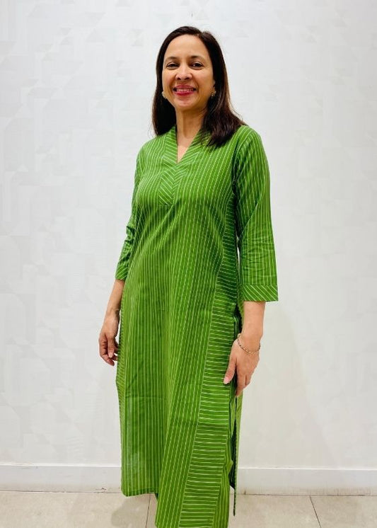 Green Stripes Long Kurta