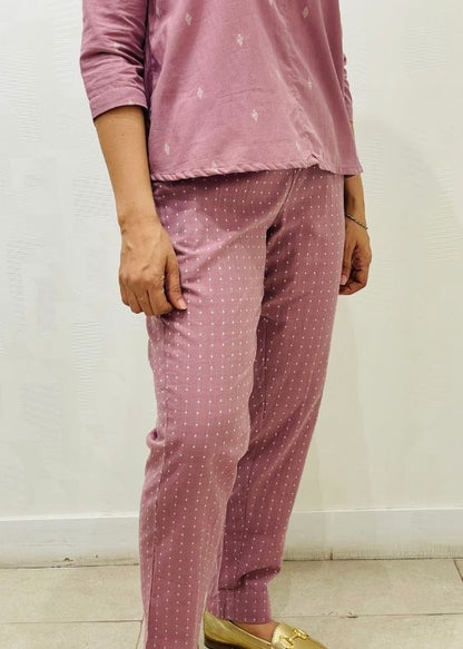 Purple dots cotton pant