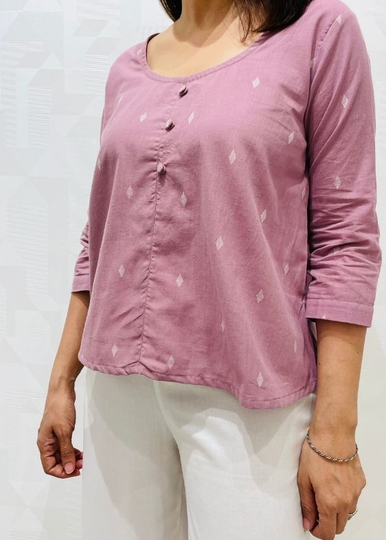 Lavender round neck cotton top