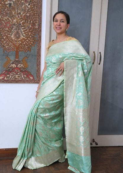 Seagreen Banarasi Silk Saree